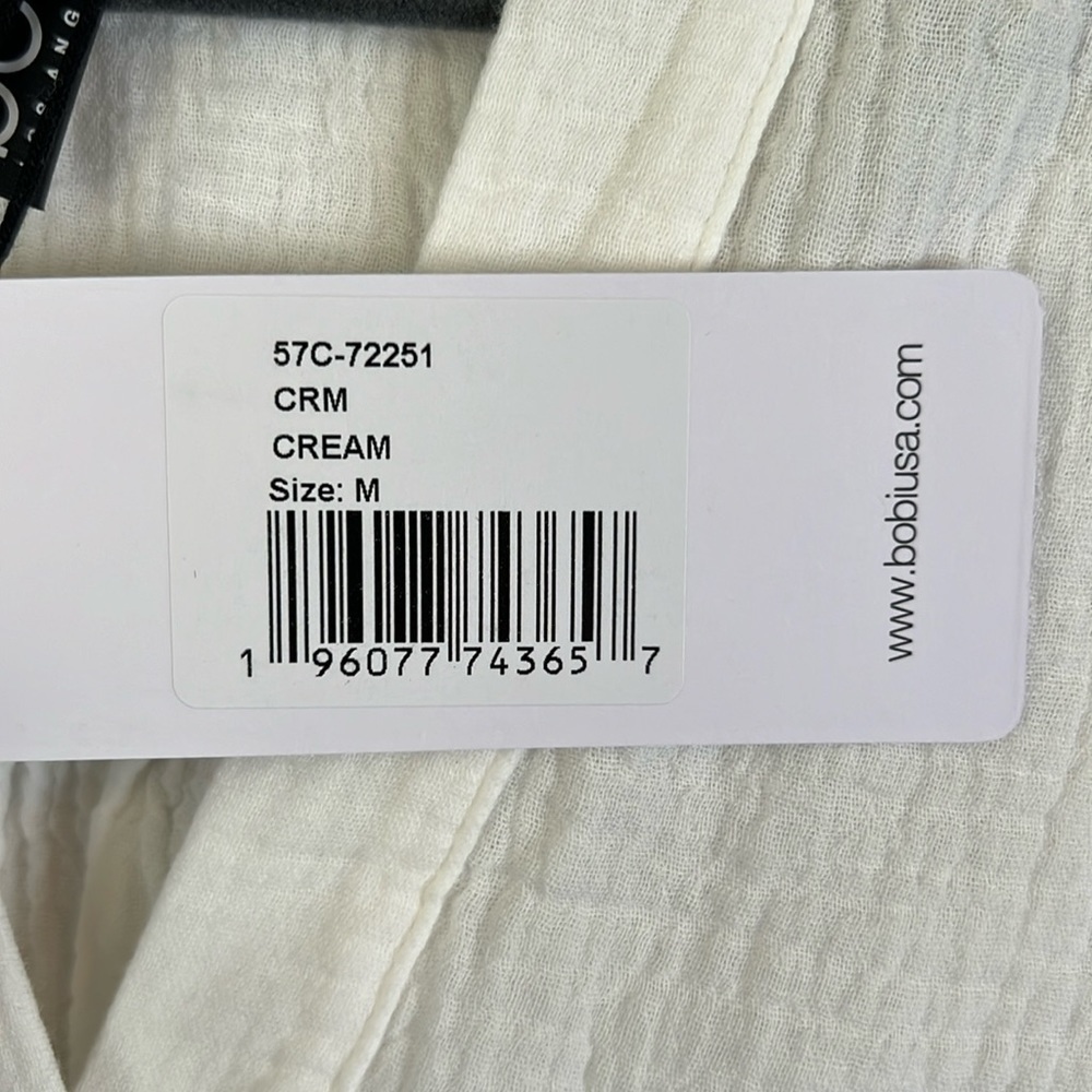 Bobi Split Neck Ruffle Hem Mini Dress In Cream Size M - Picture 8 of 11